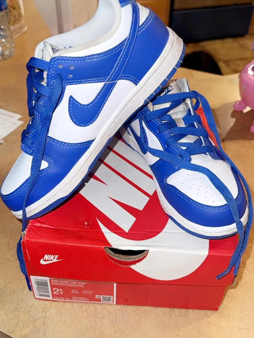 Nike White and Blue Low-Top Sneakers
